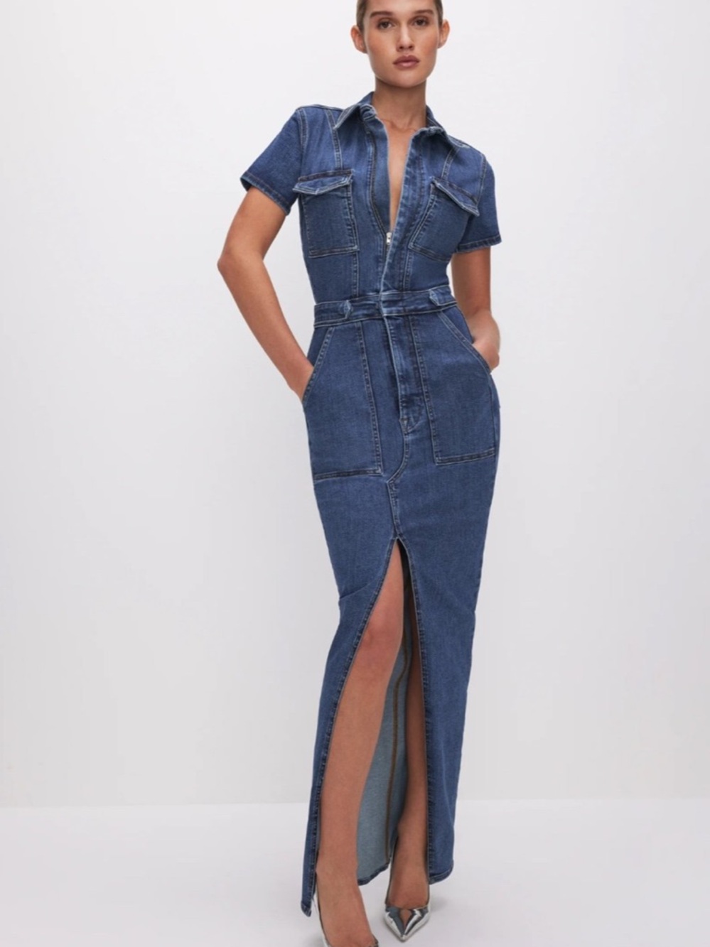 NWT Good American Denim Maxi Dress